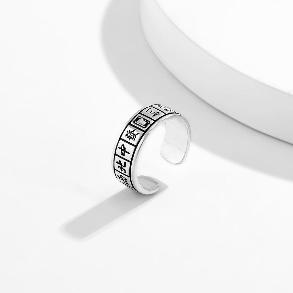Geometric Antique Silver Mahjong Ring - ArtGalleryZen
