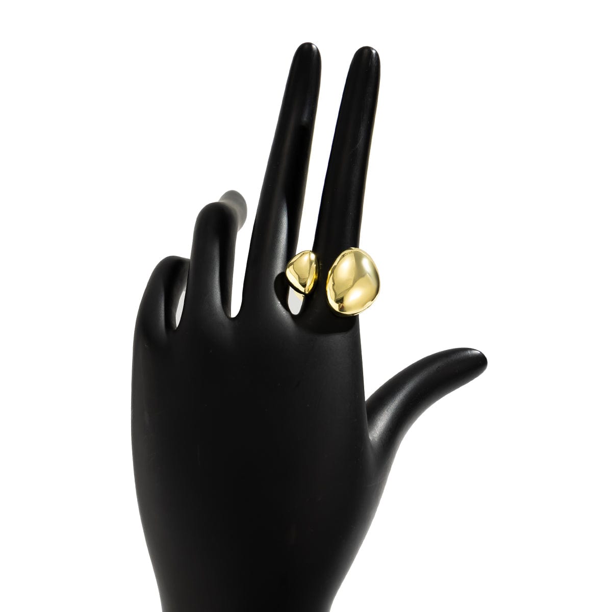 Geometric Chunky Asymmetric Pattern Open Ring - ArtGalleryZen