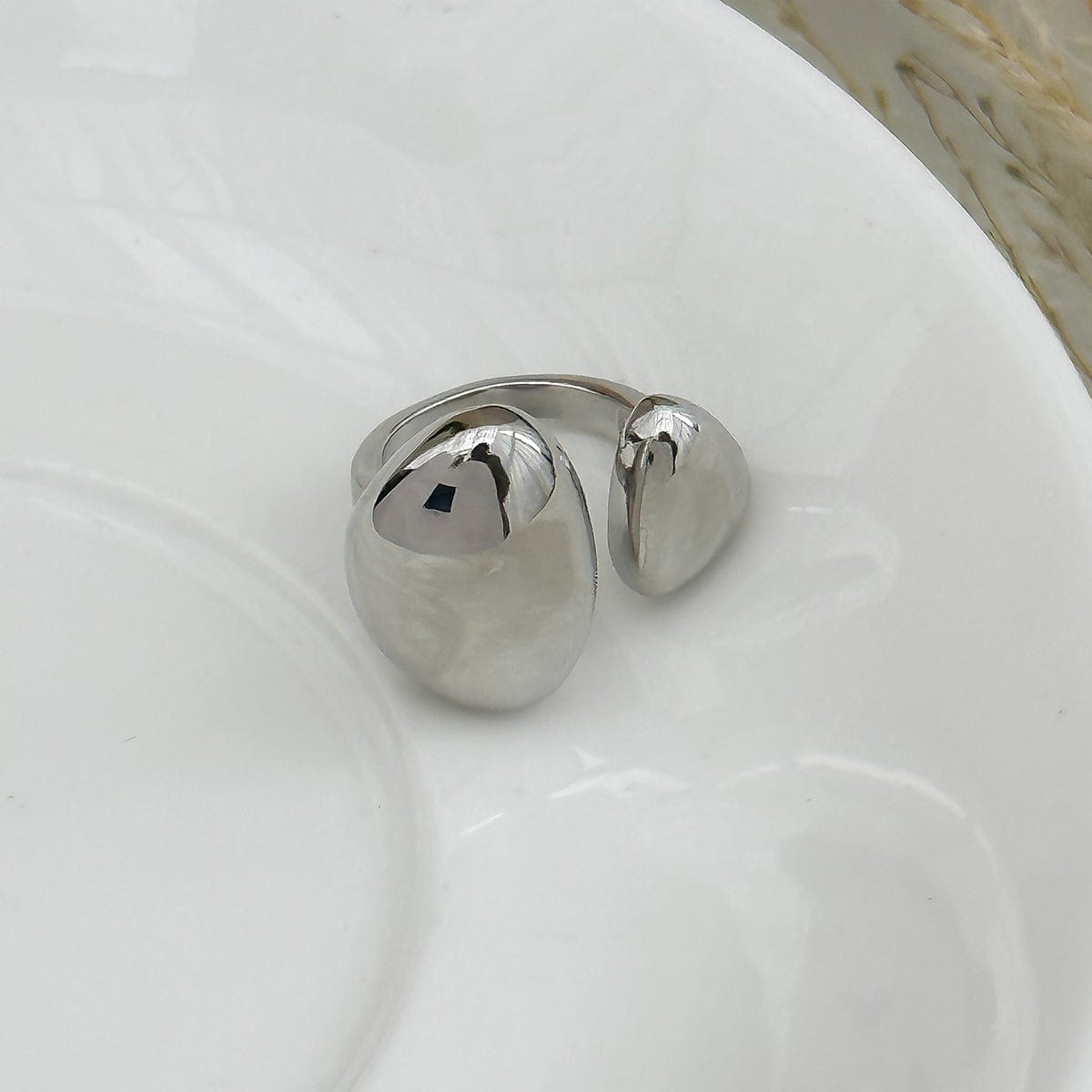 Geometric Chunky Asymmetric Pattern Open Ring - ArtGalleryZen