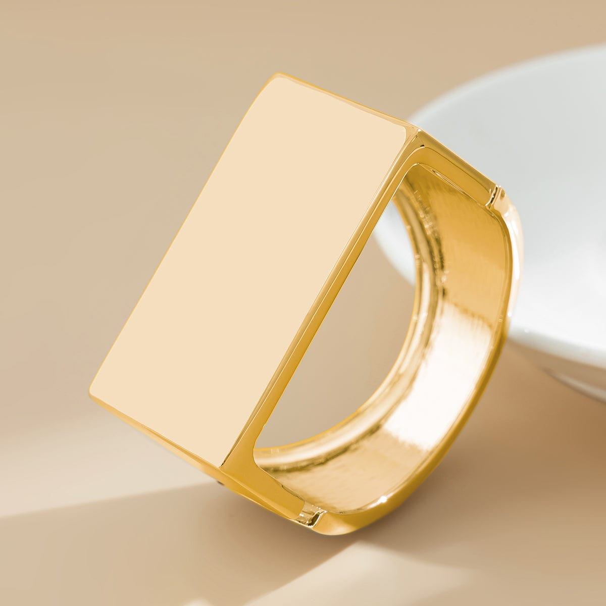 Geometric Chunky D Shaped Wide Cuff Bangle Bracelet - ArtGalleryZen