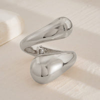 Thumbnail for Geometric Chunky Gold Silver Plated Glossy Open Bangle Bracelet - ArtGalleryZen