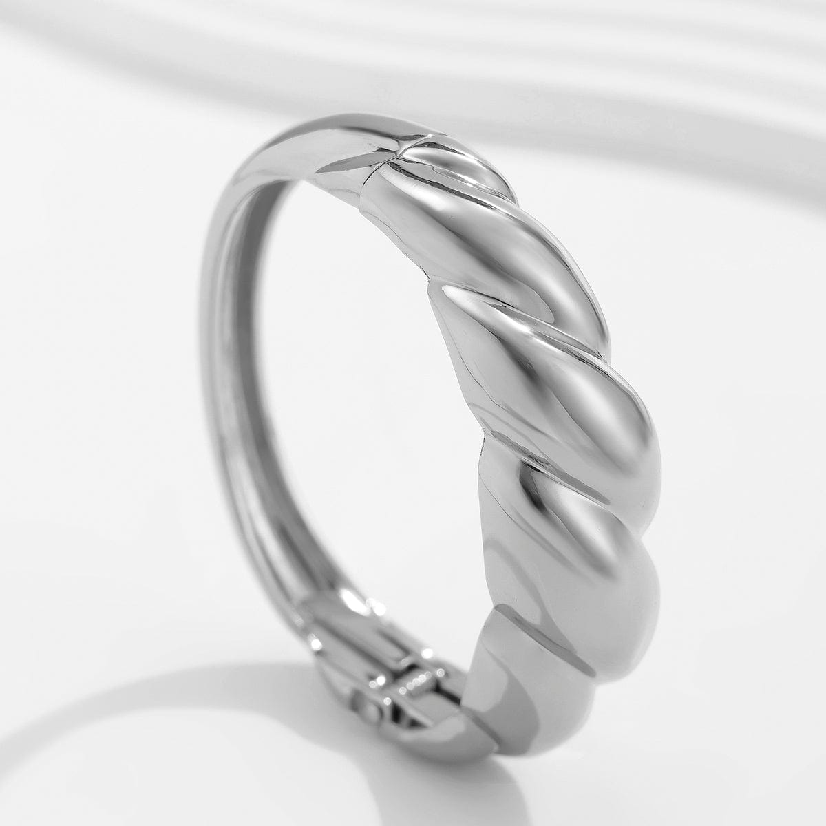 Geometric Chunky Gold Silver Plated Water Ripple Bangle Bracelet - ArtGalleryZen