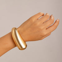 Thumbnail for Geometric Chunky Gold Silver Tone Curved Wide Cuff Bangle Bracelet - ArtGalleryZen
