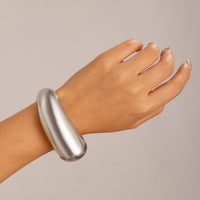 Thumbnail for Geometric Chunky Gold Silver Tone Curved Wide Cuff Bangle Bracelet - ArtGalleryZen