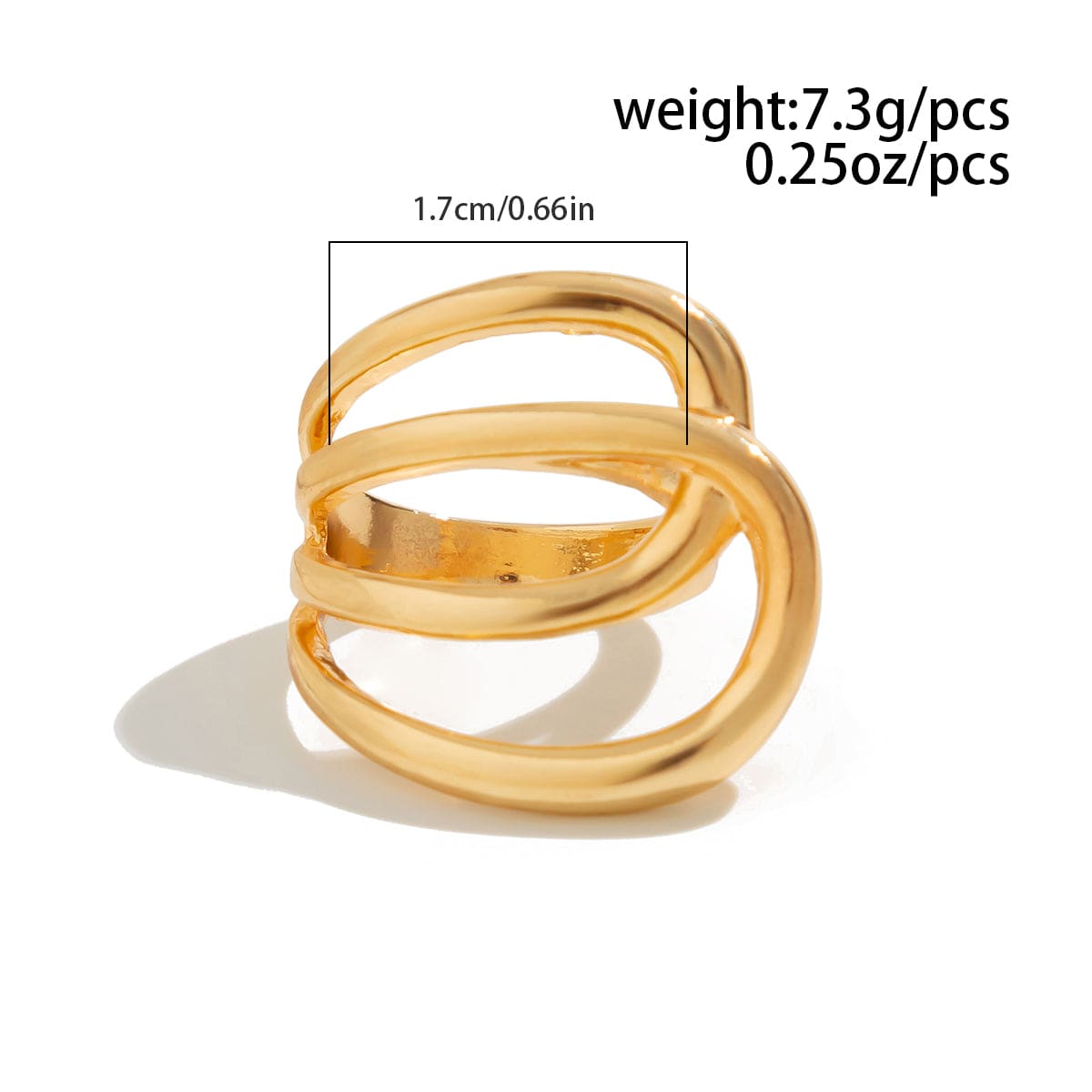 Geometric Chunky Gold Silver Tone Hollow Ring - ArtGalleryZen