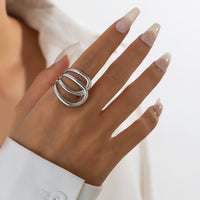 Thumbnail for Geometric Chunky Gold Silver Tone Hollow Ring - ArtGalleryZen