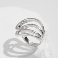 Thumbnail for Geometric Chunky Gold Silver Tone Hollow Ring - ArtGalleryZen