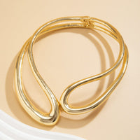 Thumbnail for Geometric Chunky Gold Silver Tone Irregular Hoop Choker Necklace - ArtGalleryZen