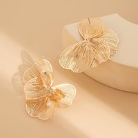 Thumbnail for Geometric Chunky Hollow Ginkgo Leaf Earrings - ArtGalleryZen