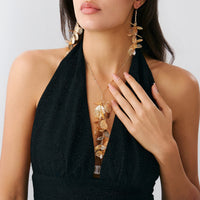 Thumbnail for Geometric Chunky Leaf Pendant Y Necklace Earrings Set - ArtGalleryZen