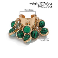 Thumbnail for Geometric Chunky Malachite Crystal Pearl Inlaid Tassel Open Ring - ArtGalleryZen
