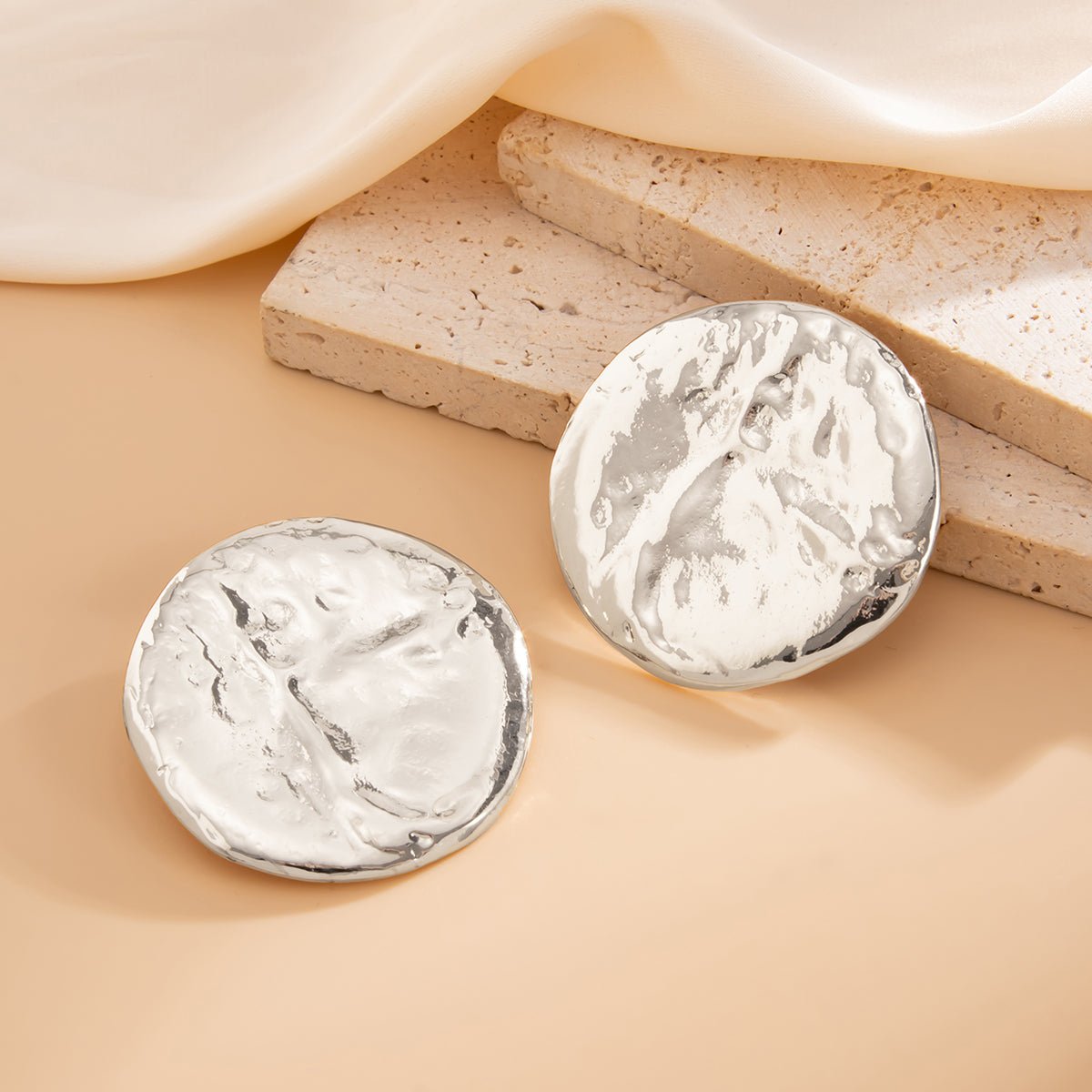 Geometric Chunky Moon Stud Earrings - ArtGalleryZen