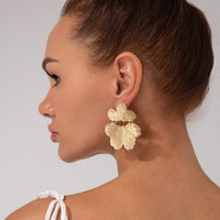 Thumbnail for Geometric Chunky Petal Dangle Flower Earrings - ArtGalleryZen