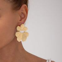 Thumbnail for Geometric Chunky Petal Dangle Flower Earrings - ArtGalleryZen
