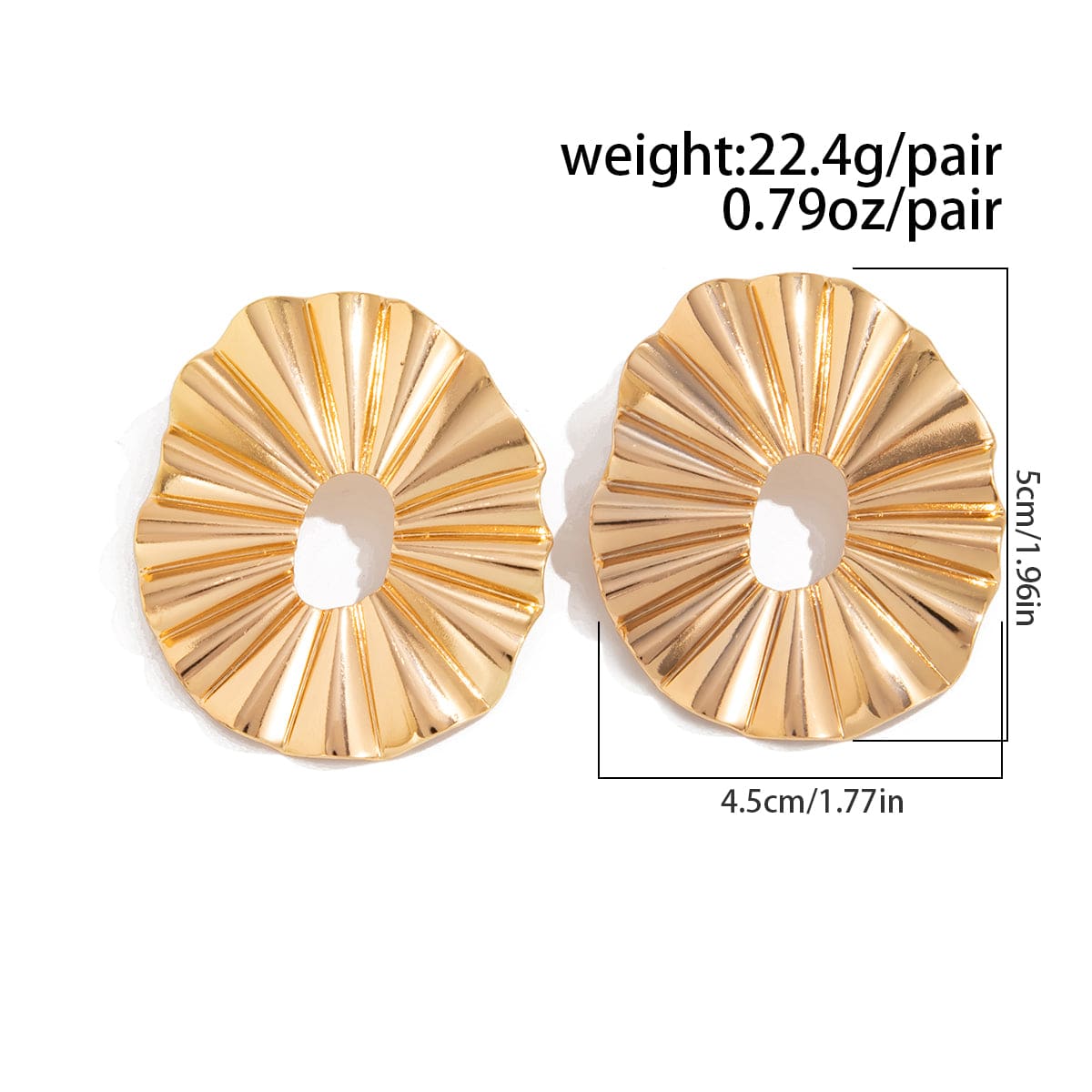 Geometric Chunky Pleated Hoop Stud Earrings - ArtGalleryZen
