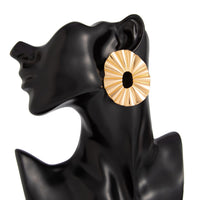 Thumbnail for Geometric Chunky Pleated Hoop Stud Earrings - ArtGalleryZen