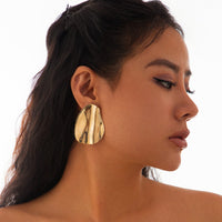 Thumbnail for Geometric Chunky Pleated Oval Earrings - ArtGalleryZen