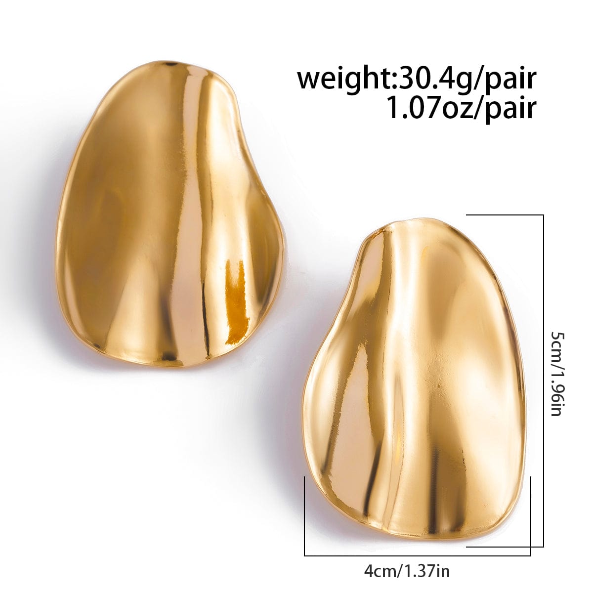 Geometric Chunky Pleated Oval Earrings - ArtGalleryZen