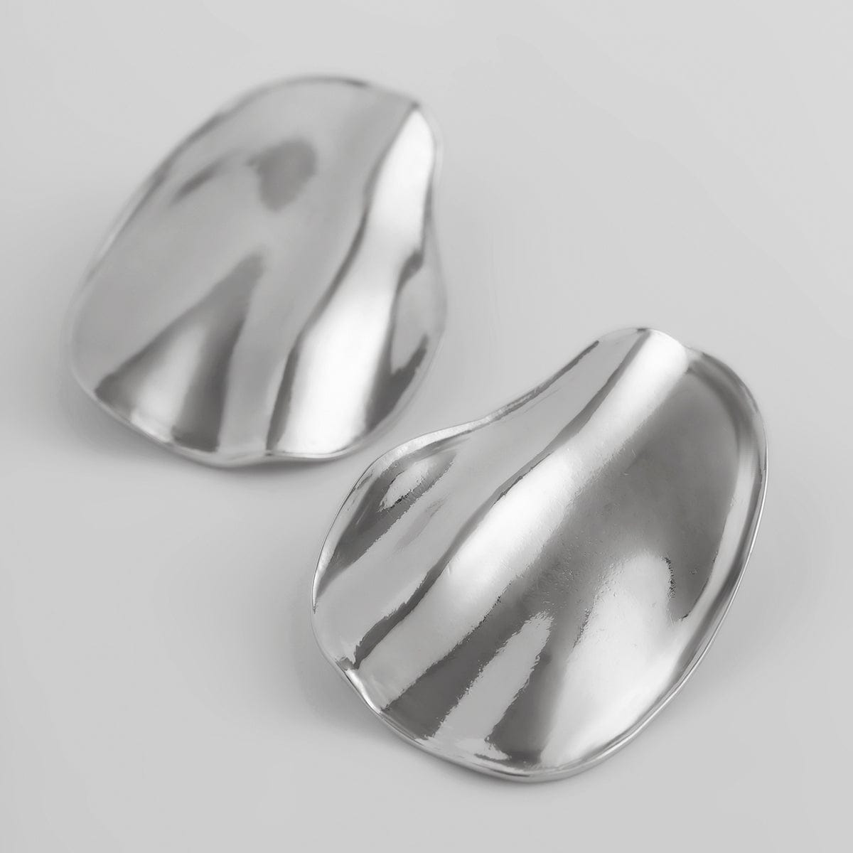 Geometric Chunky Pleated Oval Earrings - ArtGalleryZen