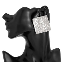 Thumbnail for Geometric Chunky Pleated Square Stud Earrings - ArtGalleryZen