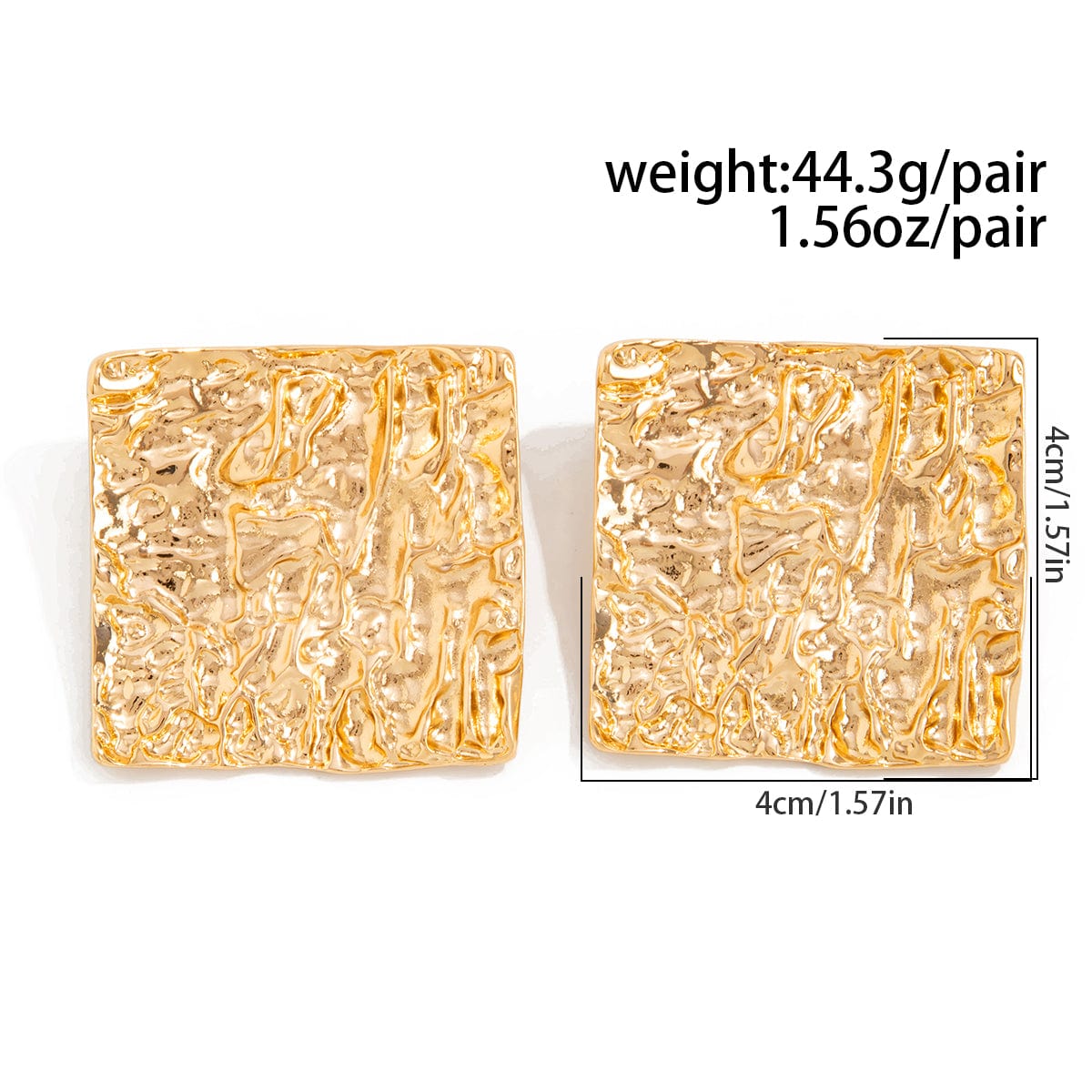 Geometric Chunky Pleated Square Stud Earrings - ArtGalleryZen