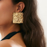 Thumbnail for Geometric Chunky Pleated Square Stud Earrings - ArtGalleryZen