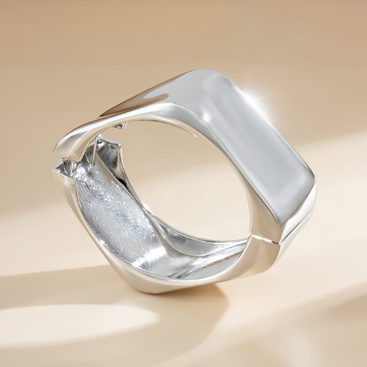 Geometric Chunky Square Wide Cuff Bangle Bracelet - ArtGalleryZen