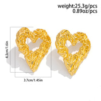 Thumbnail for Geometric Chunky Textured Hollow Heart Earrings - ArtGalleryZen