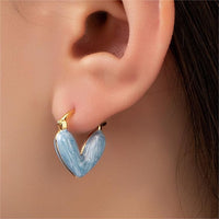 Thumbnail for Geometric Colorful Enamel Heart Earrings - ArtGalleryZen