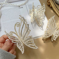 Thumbnail for Geometric Crystal Pearl Inlaid Butterfly Chignon Claw Clip Hair Clip - ArtGalleryZen