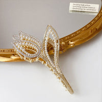 Thumbnail for Geometric Crystal Pearl Inlaid Tulip Chignon Claw Clip Hair Clip - ArtGalleryZen