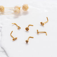 Thumbnail for Geometric CZ Inlaid Beads Nose Piercing Nose Stud - ArtGalleryZen