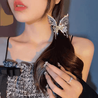 Thumbnail for Geometric CZ Inlaid Hollow Butterfly Hair Claw Clip - ArtGalleryZen
