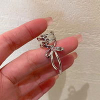 Thumbnail for Geometric CZ Inliad Ribbon Bowknot Ear Wrap Earrings - ArtGalleryZen