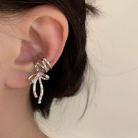 Thumbnail for Geometric CZ Inliad Ribbon Bowknot Ear Wrap Earrings - ArtGalleryZen