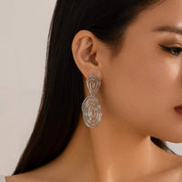 Thumbnail for Geometric Dangling Spiral Oval Stud Earrings - ArtGalleryZen