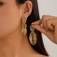 Thumbnail for Geometric Dangling Spiral Oval Stud Earrings - ArtGalleryZen