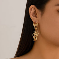 Thumbnail for Geometric Dangling Spiral Oval Stud Earrings - ArtGalleryZen