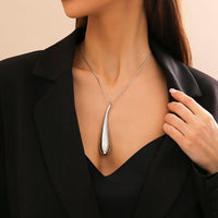 Thumbnail for Geometric Elegant Gold Sliver Waterdrop pendant Necklace - ArtGalleryZen