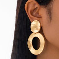 Thumbnail for Geometric Frosted Gold Silver Tone Hoop Dangle Earrings - ArtGalleryZen