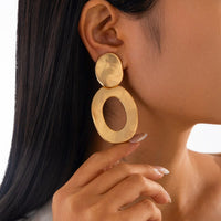 Thumbnail for Geometric Frosted Gold Silver Tone Hoop Dangle Earrings - ArtGalleryZen