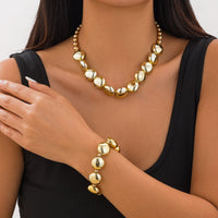 Thumbnail for Geometric Glossy Flat Round Bead Necklace Bracelet - ArtGalleryZen