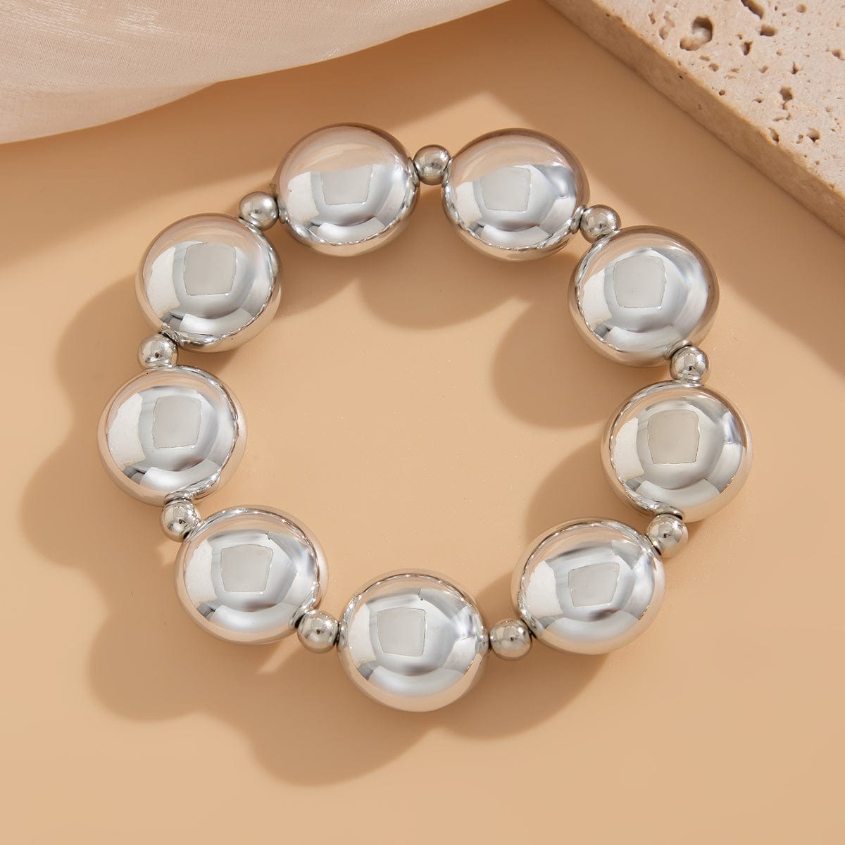 Geometric Glossy Flat Round Bead Necklace Bracelet - ArtGalleryZen