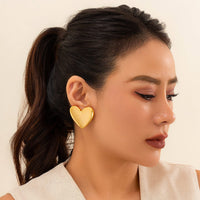 Thumbnail for Chic Gold Plated Glossy Large Heart Earrings - ArtGalleryZen