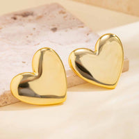 Thumbnail for Chic Gold Plated Glossy Large Heart Earrings - ArtGalleryZen