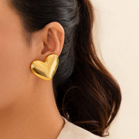 Thumbnail for Chic Gold Plated Glossy Large Heart Earrings - ArtGalleryZen