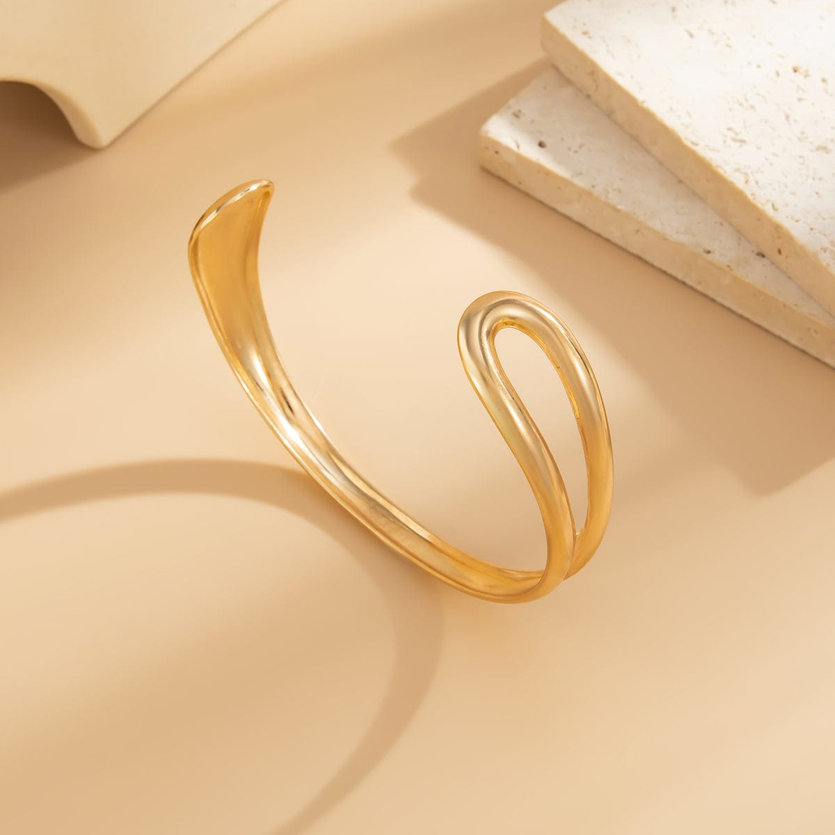 Geometric Glossy Hollow Arm Cuff - ArtGalleryZen