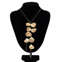 Thumbnail for Geometric Gold Plated Leaf Pendant Y Necklace - ArtGalleryZen