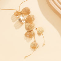 Thumbnail for Geometric Gold Plated Leaf Pendant Y Necklace - ArtGalleryZen
