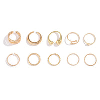 Thumbnail for Geometric Gold Plated Twisted Waterdrop Round Disk Ball Open Ring Set - ArtGalleryZen